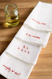 Hand Embroidered Christmas Napkins (Design 1)