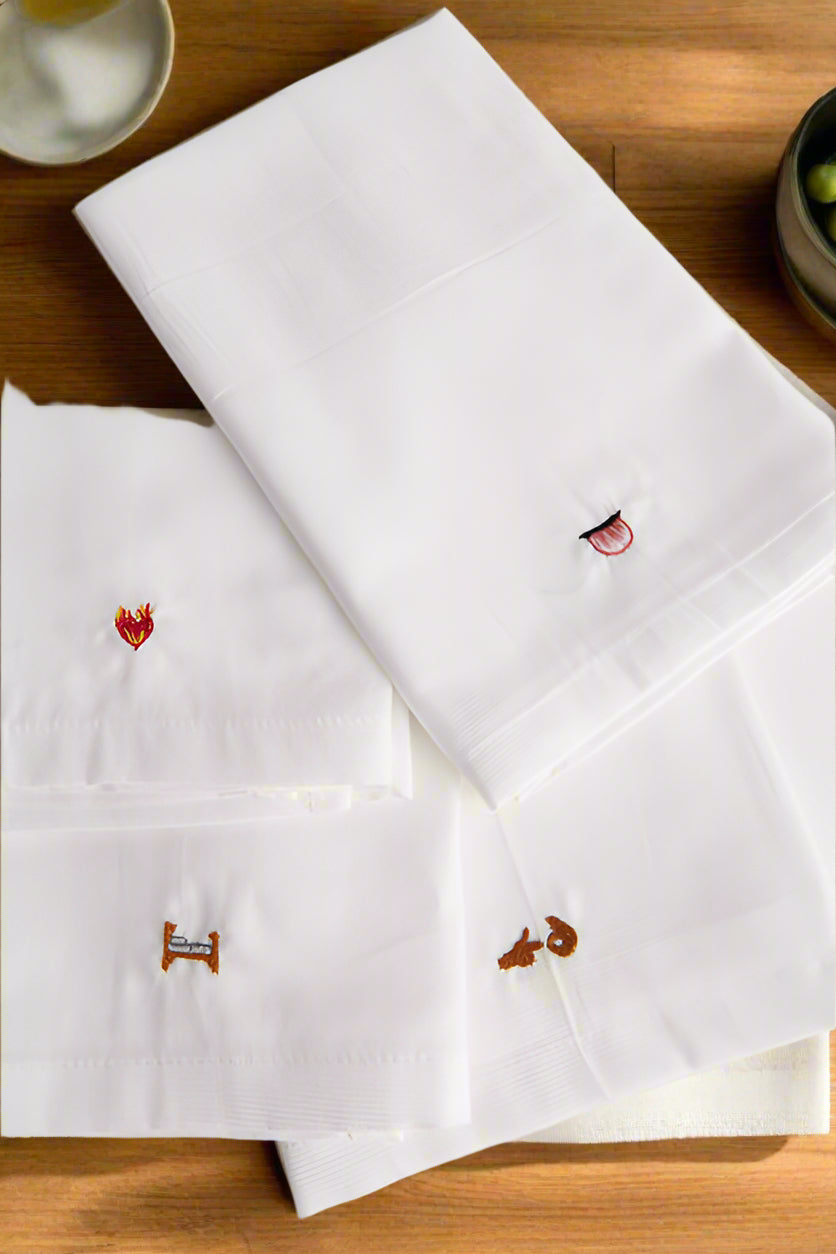 Hand Embroidered Cheeky Napkins (Design 1)