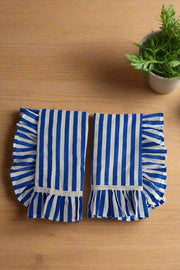Electric Blue & White Stripe Ruffle Napkins