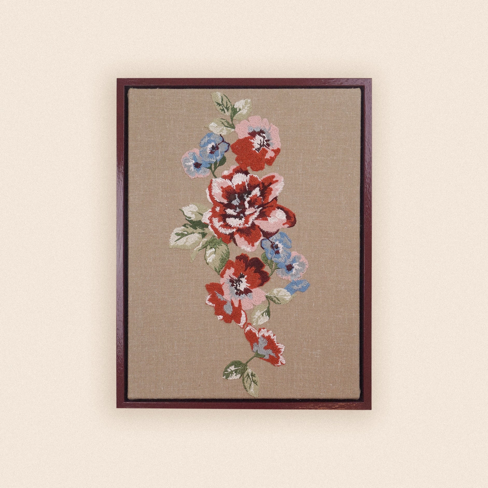 Rosa framed embroidered art canvas