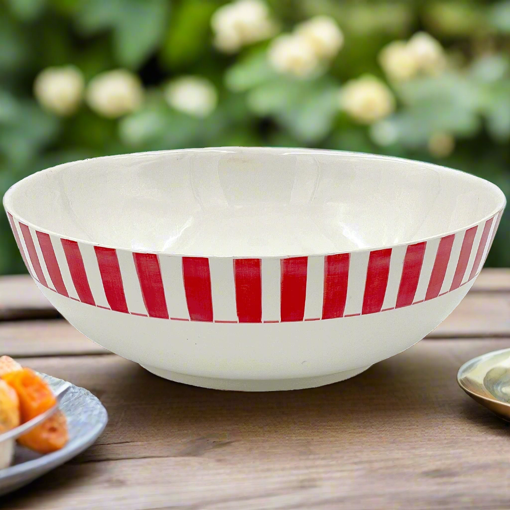 Red Stripes Salad Bowl