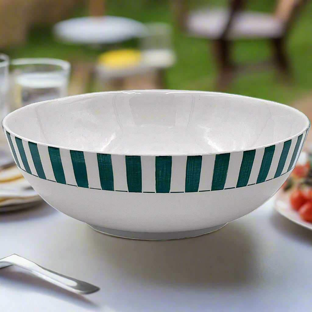 Green Stripes Salad Bowl