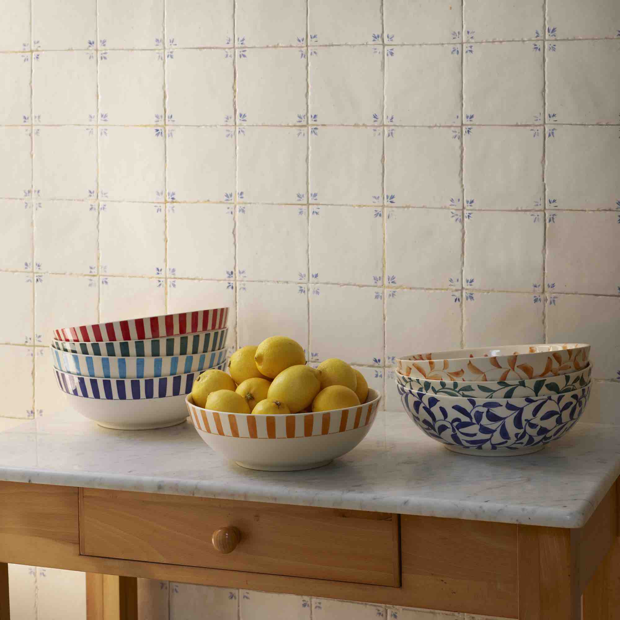 Red Stripes Salad Bowl