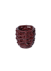 Small Burgundy Basketweave Planter
