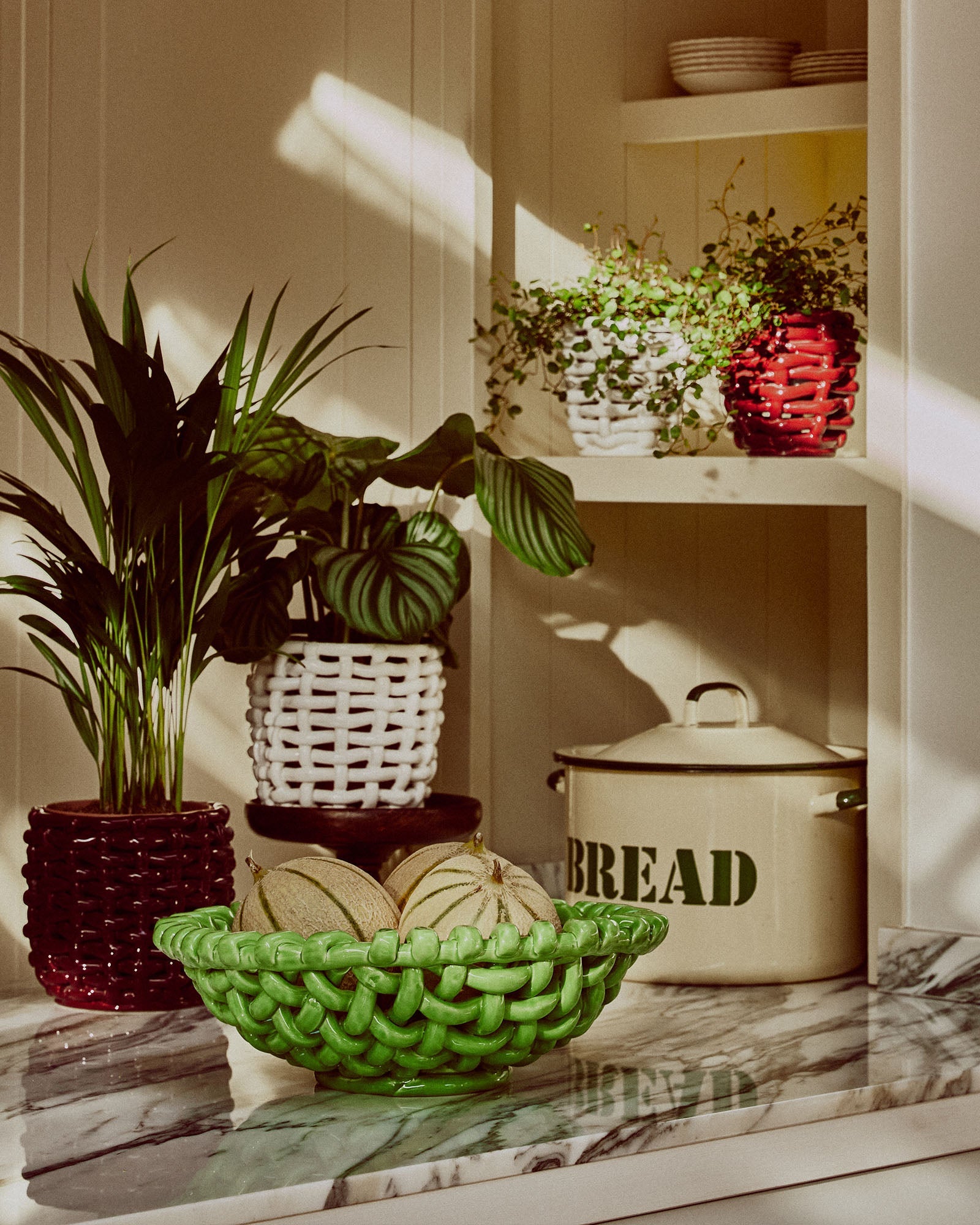 White Basketweave Planter