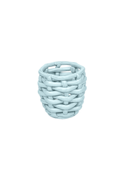 Small Sky Blue Basketweave Planter