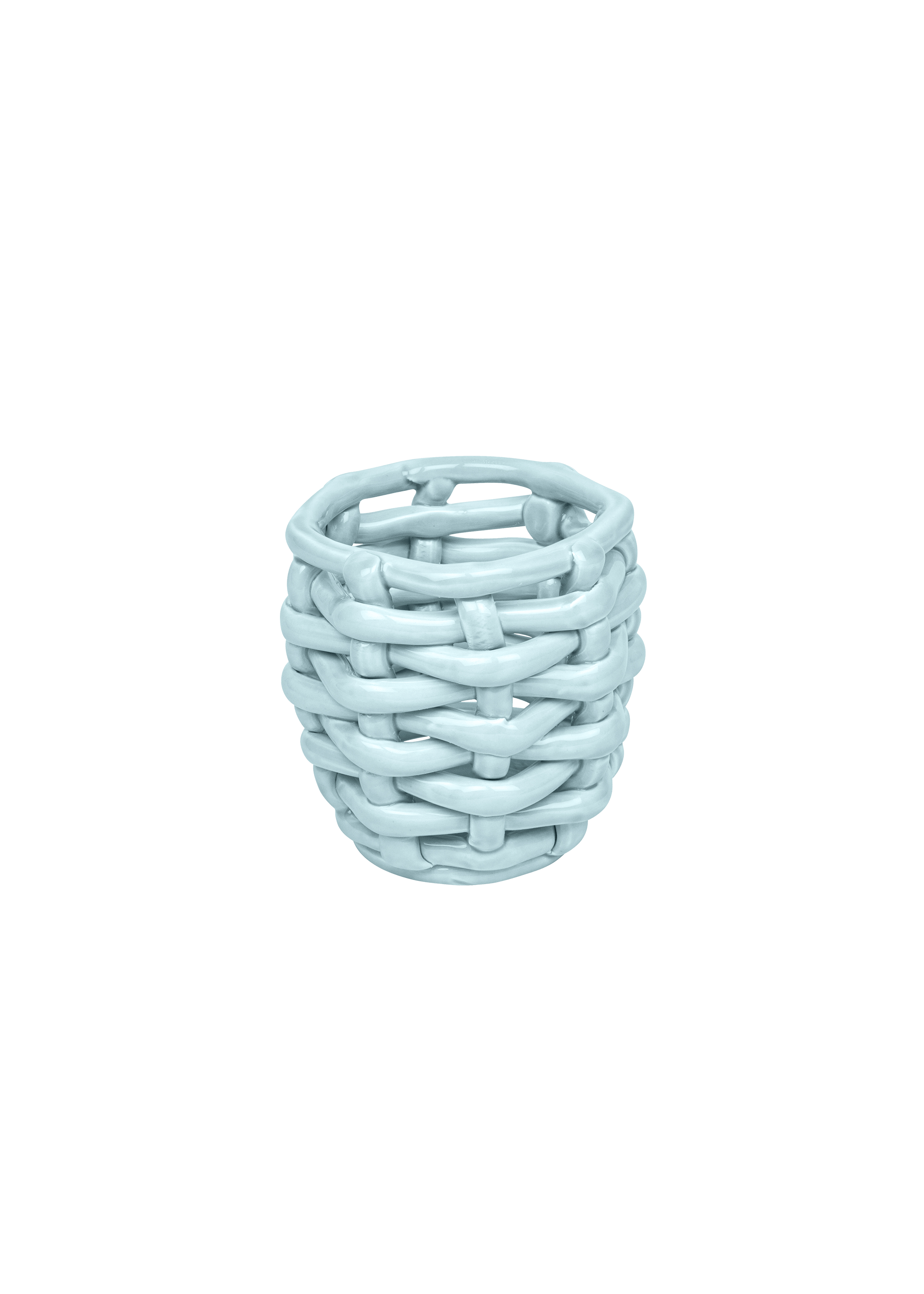 Small Sky Blue Basketweave Planter
