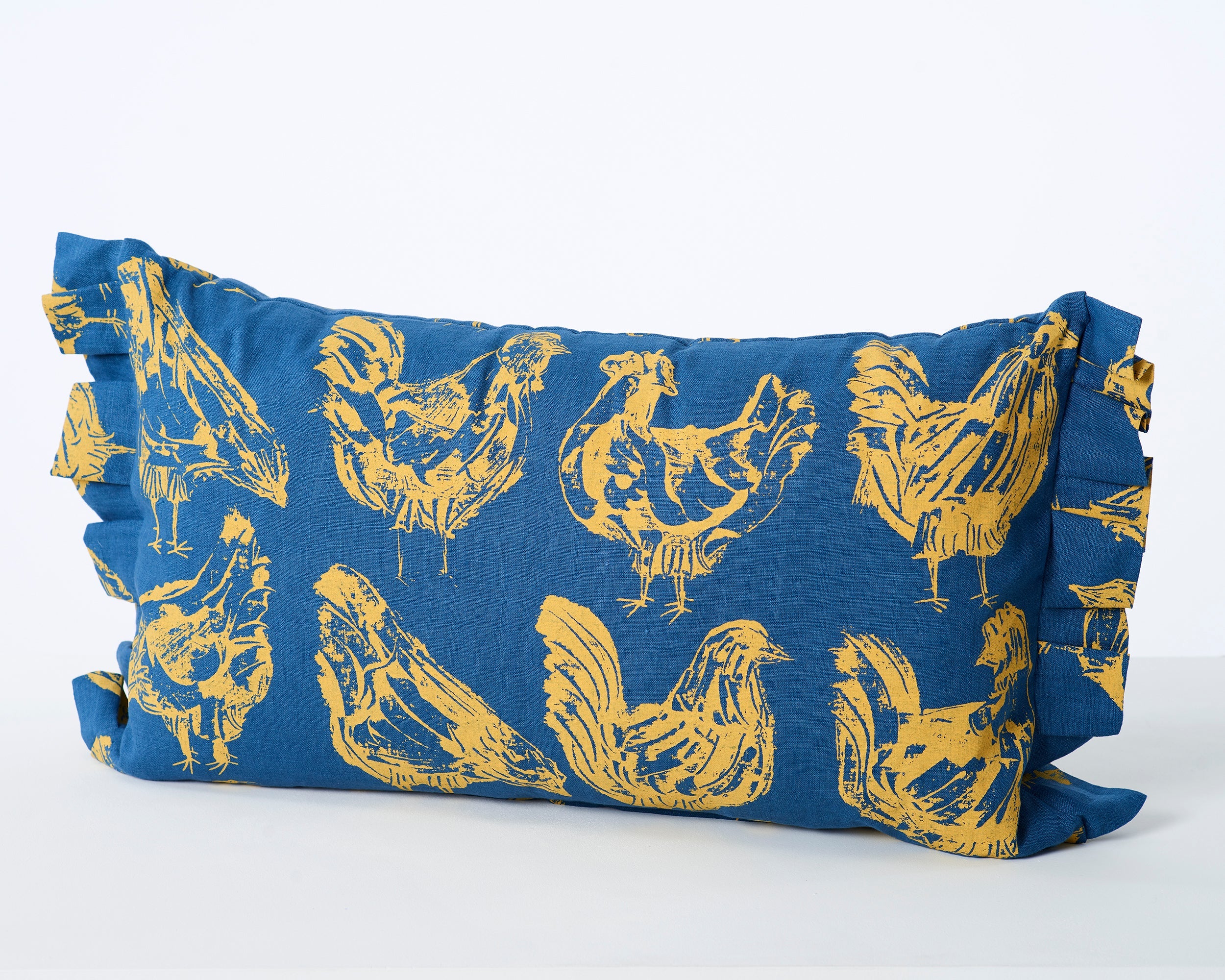 French Hen Cushion | Indigo