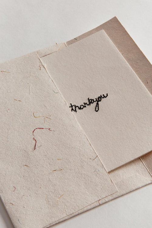 Hand Embroidered Thank You Card