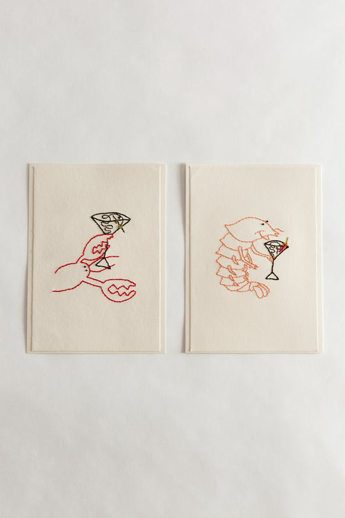 Hand Embroidered La Lob Card