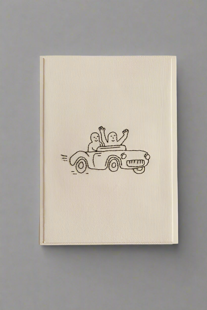 Hand Embroidered Couple in Car Card