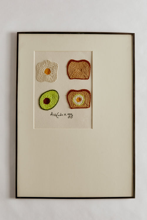 A4 Hand Embroidered Avocado x Egg Card