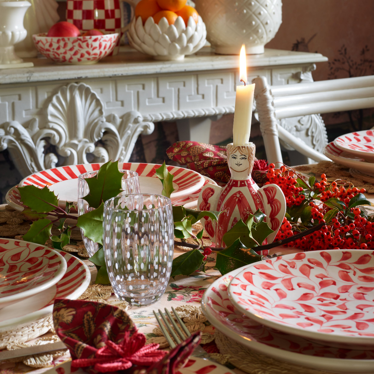Red Stripes Charger Plate