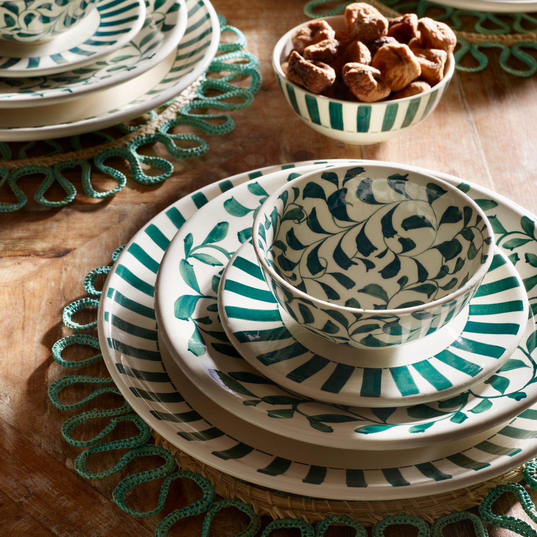 Green Stripes Charger Plate