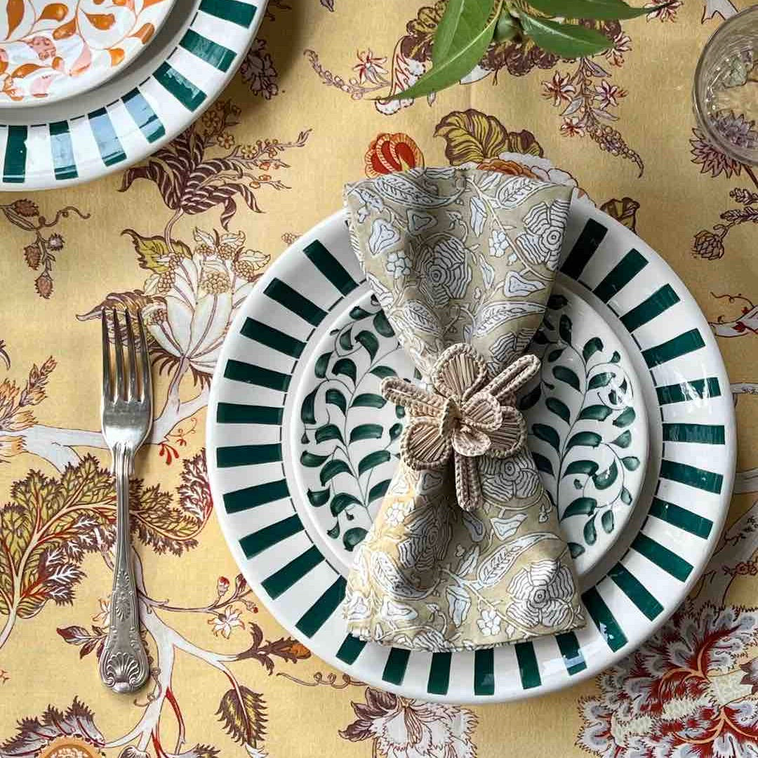 Green Stripes Dinner Plate
