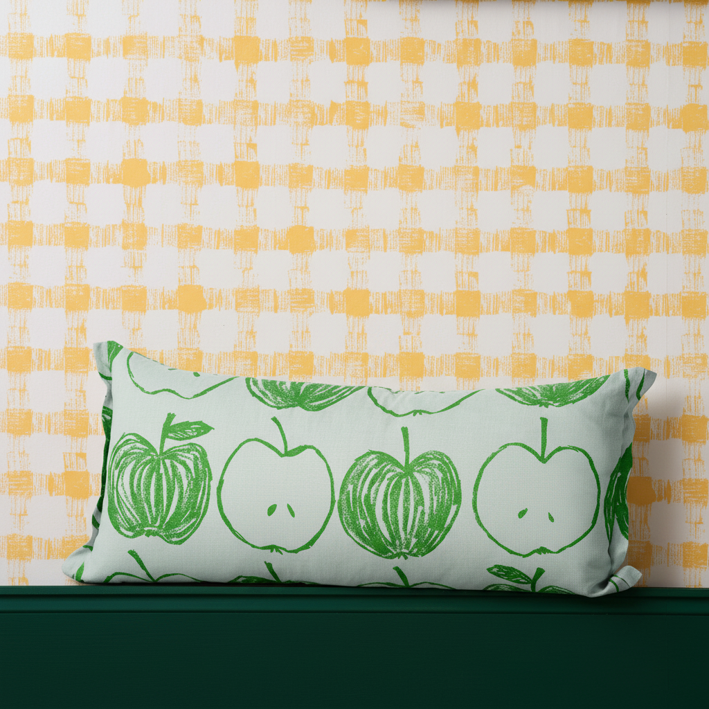 A is for Apple Bolster – Picnic Daisy Wallpaper