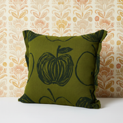 A is for Apple Cushion Hunter Green – Picnic Sugar Bag Wallpaper