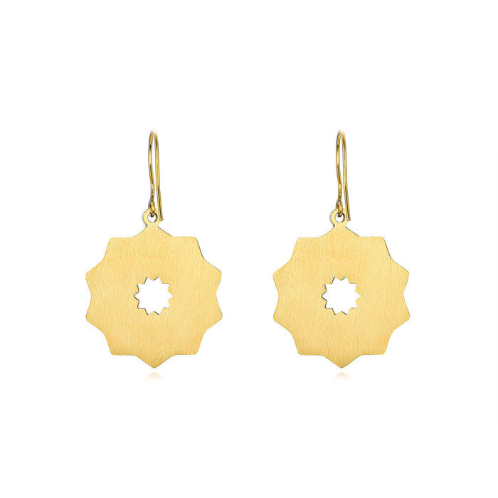 Geometric Gold Plated Dangling Earrings Siraj Red
