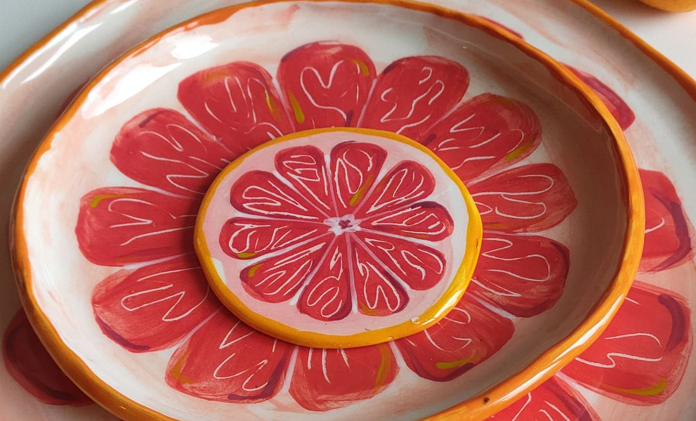 BIG Pink grapefruit Plate