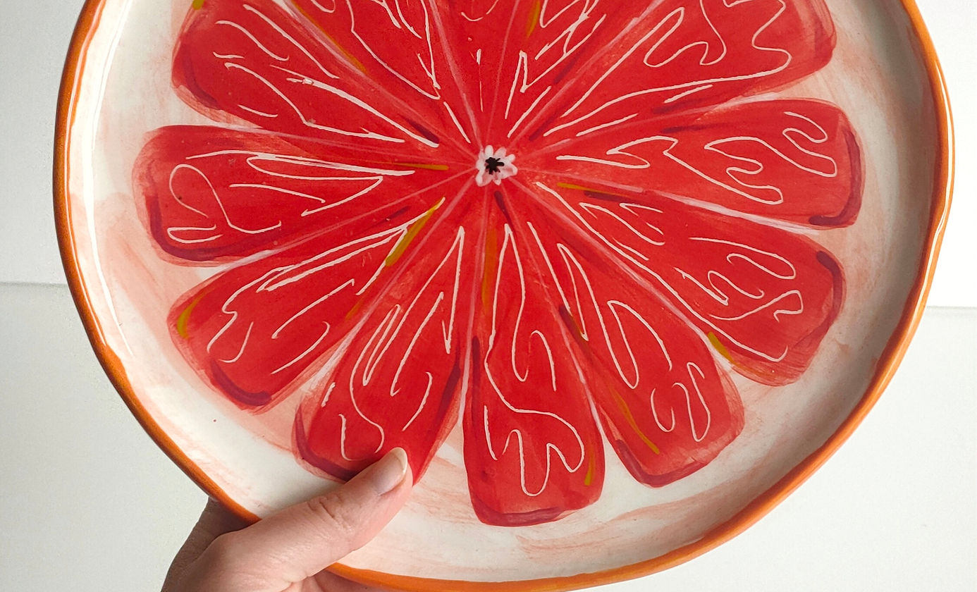 BIG Pink grapefruit Plate