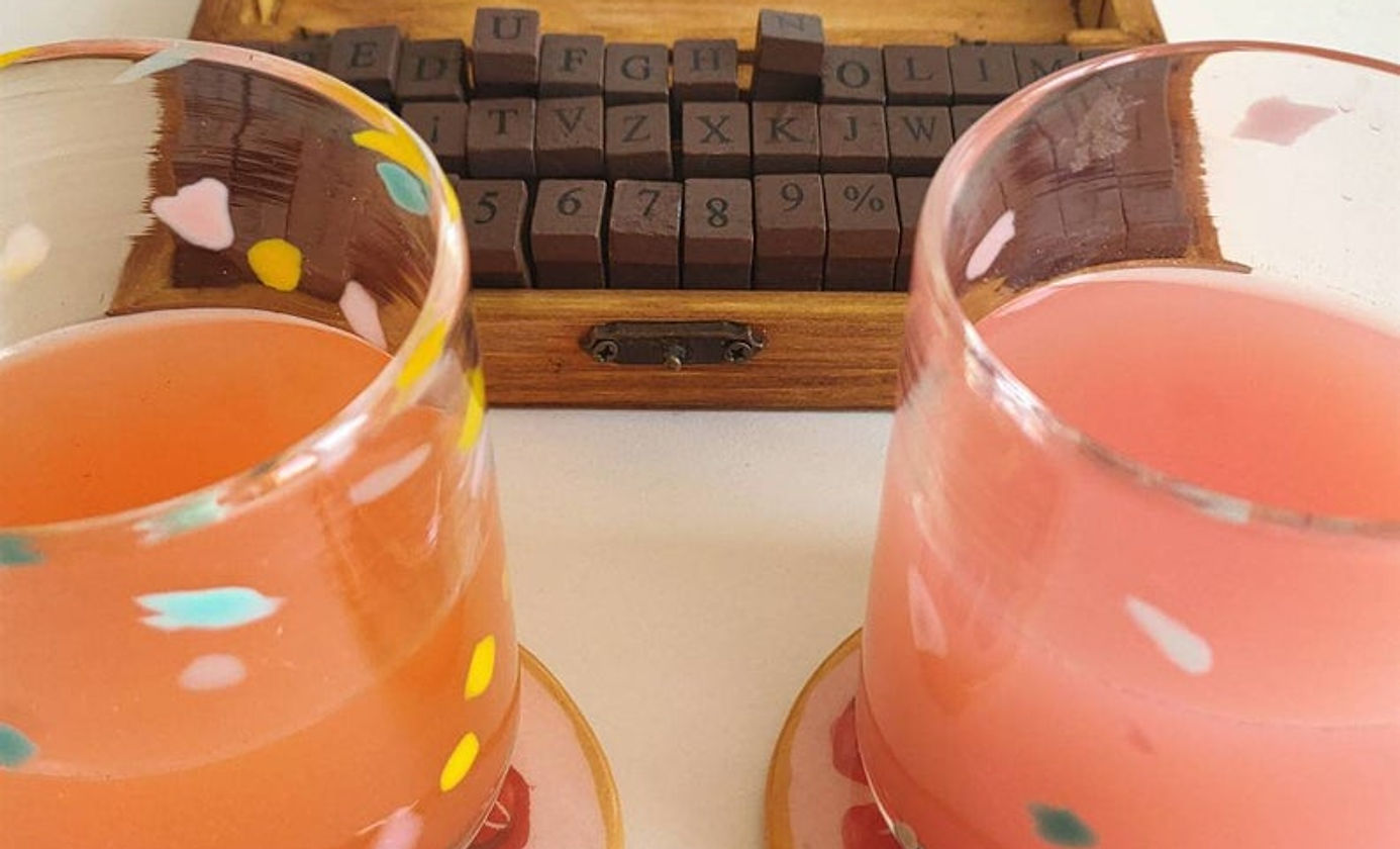 Pink Grapefruit Coaster COUPLE