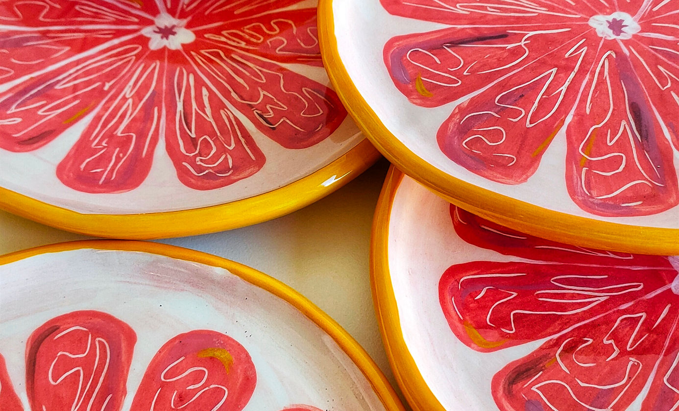 Pink grapefruit plate 20 cm
