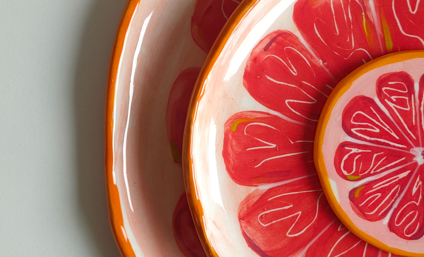 BIG Pink grapefruit Plate