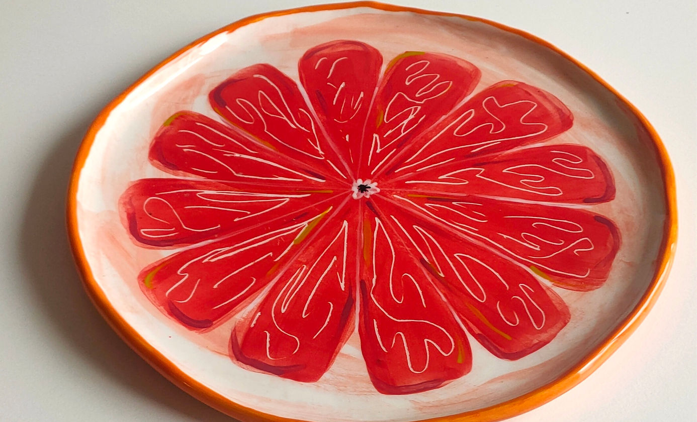 BIG Pink grapefruit Plate