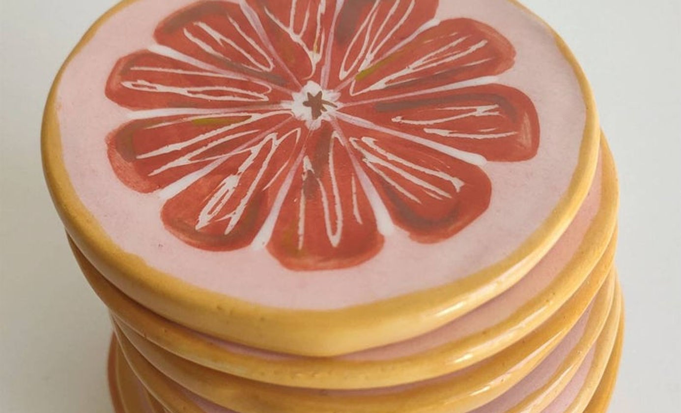 Pink Grapefruit Coaster COUPLE