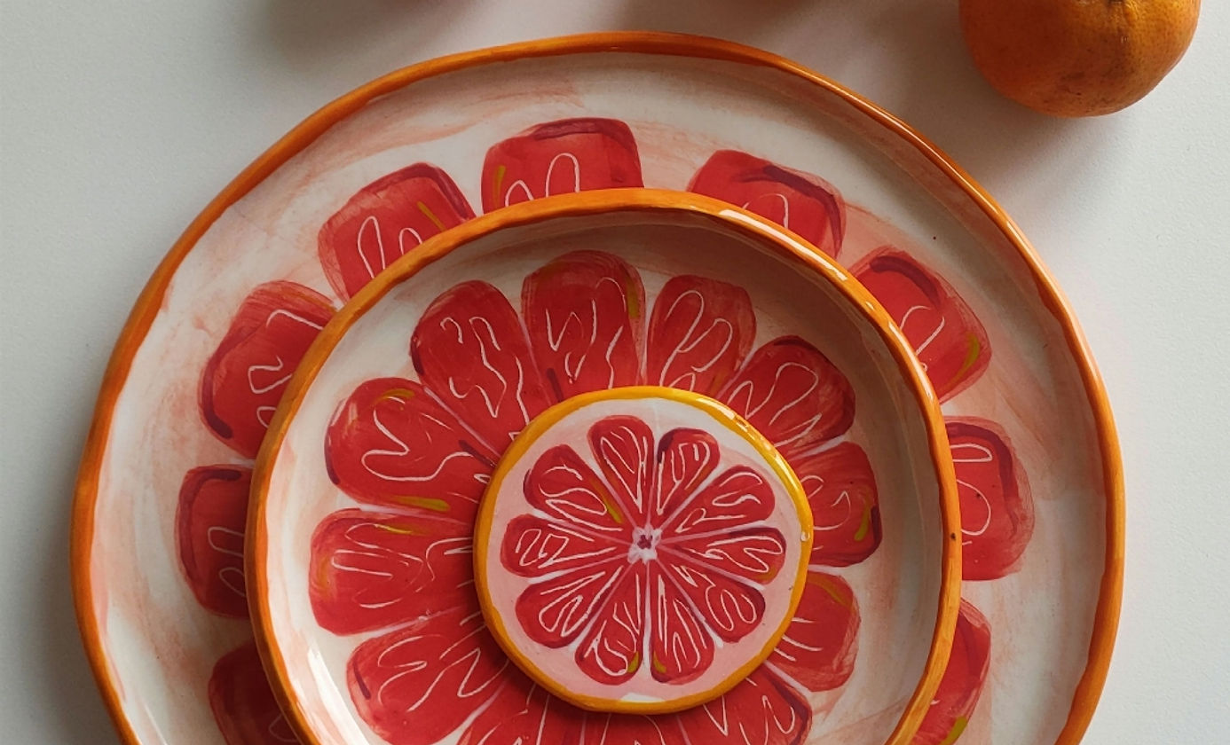 BIG Pink grapefruit Plate