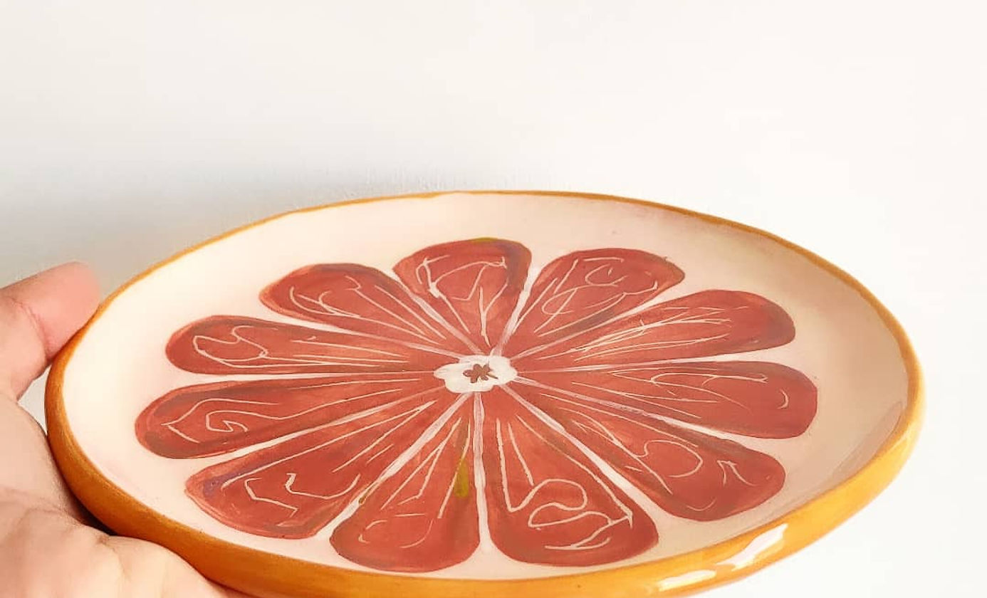 Pink grapefruit plate 20 cm