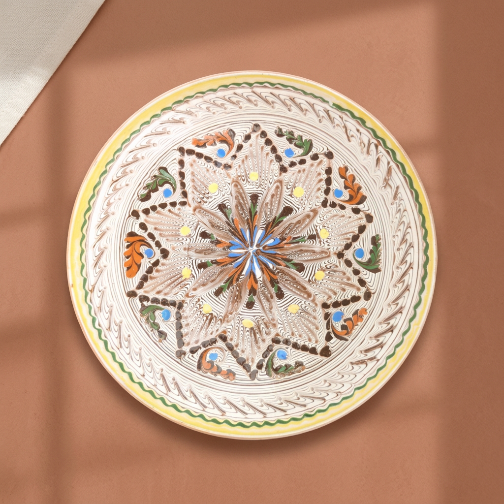 Cara Serving Plate on a warm terracotta background