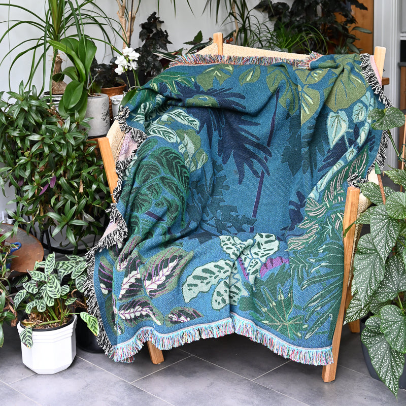 Indoor Jungle 'Window' Woven Blanket