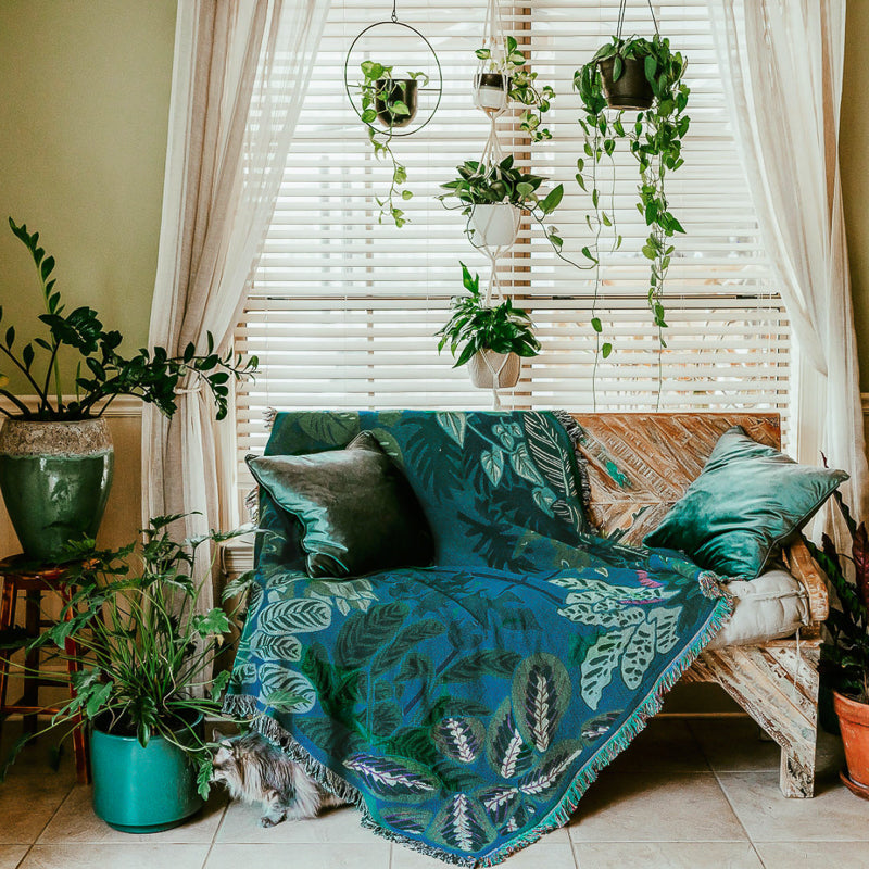 Indoor Jungle 'Window' Woven Blanket