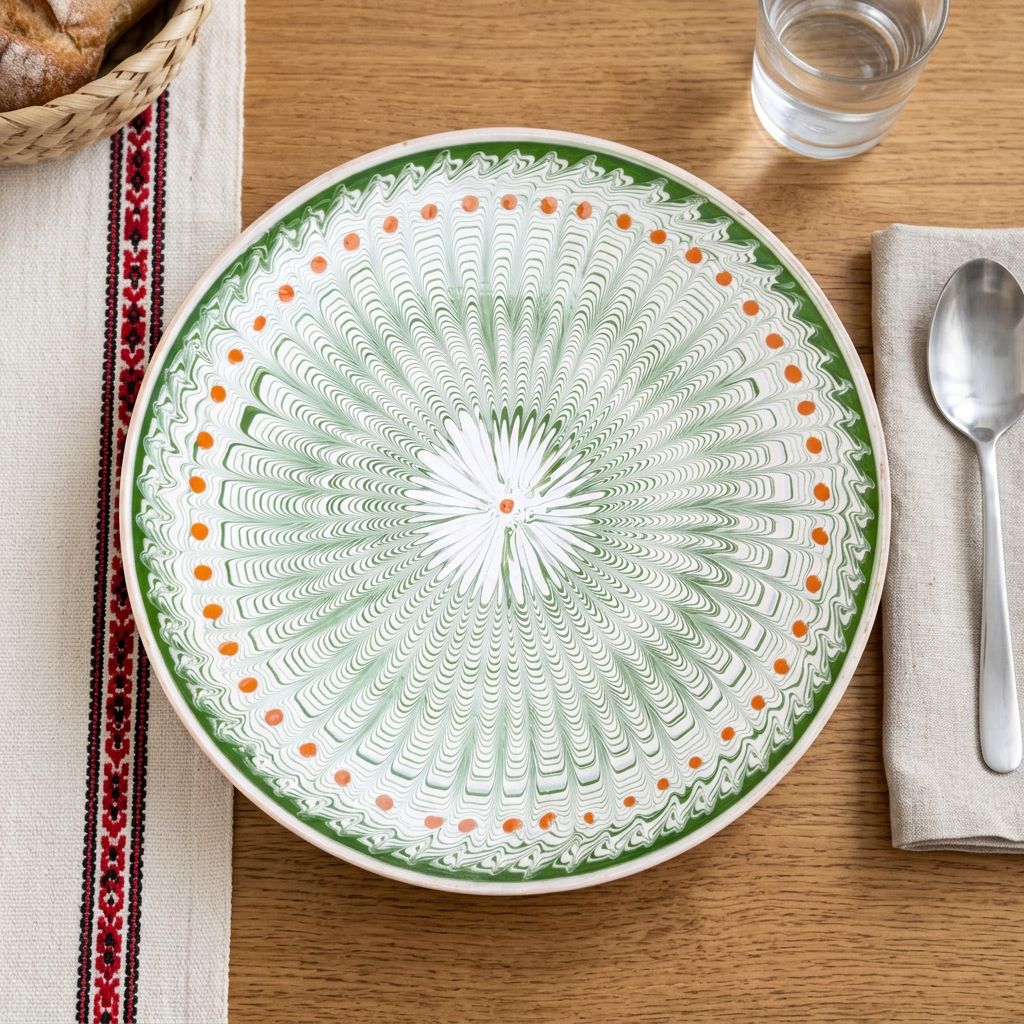 Dana Large Serving Plate in a Romanian-inspired dining-table setting