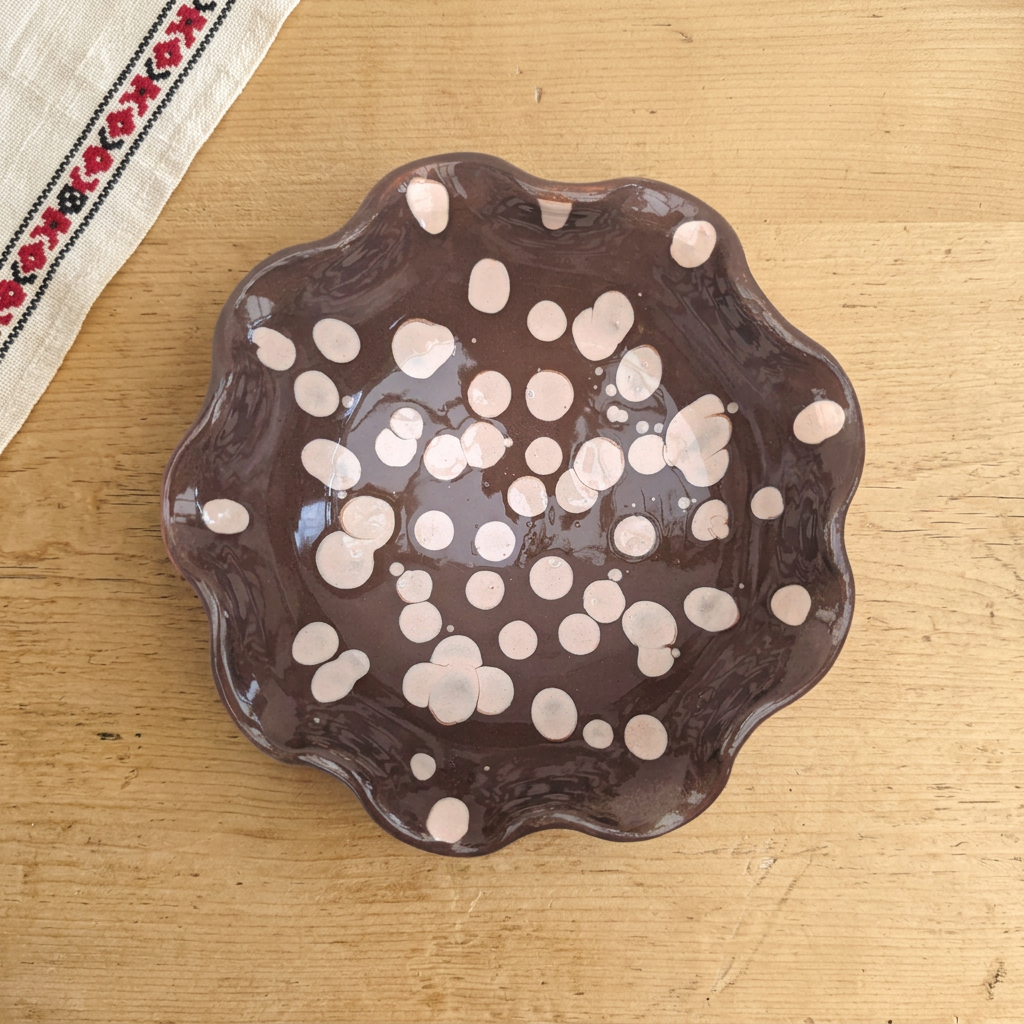 Dark Chocolate Ripple Side Bowl in a Romanian-inspired setting