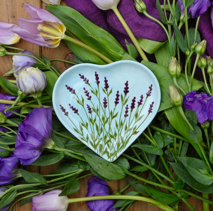 Lavender Heart Dish - Hand Painted - 'Perfectly Imperfect'
