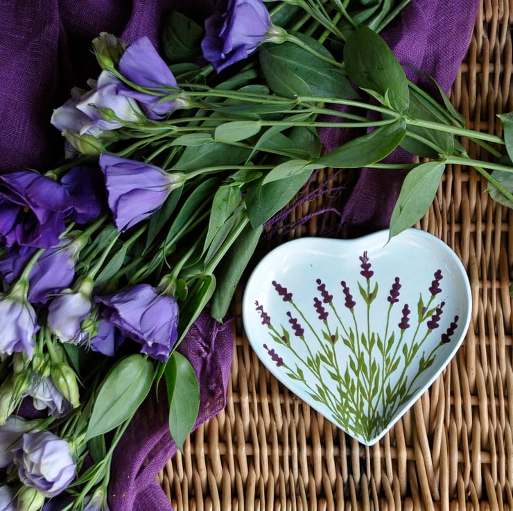 Lavender Heart Dish - Hand Painted - 'Perfectly Imperfect'