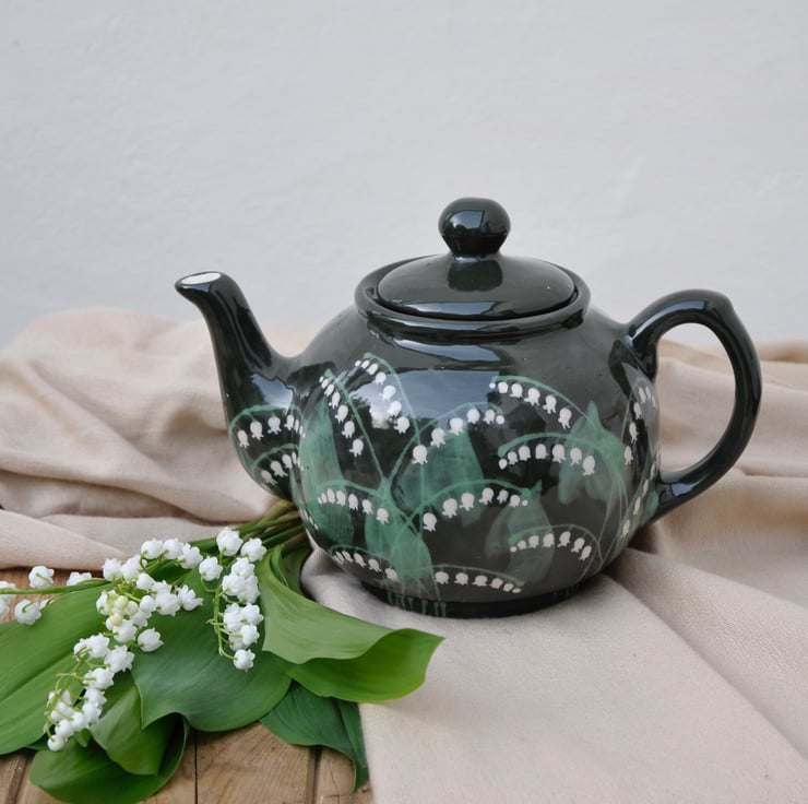 Lily of the Valley Teapot - Hand Painted