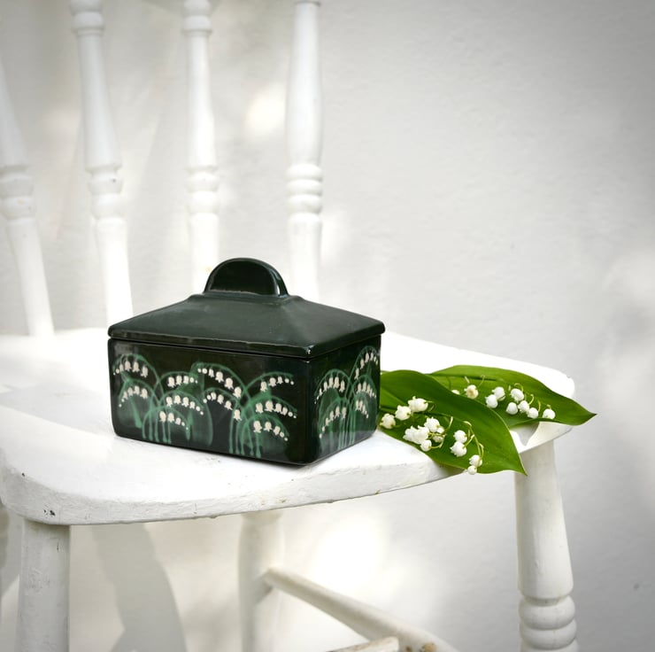Lily of the Valley Butter Dish - Hand Painted