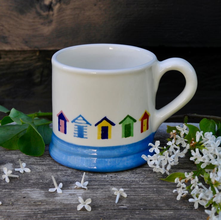 Beach Hut Country Mug - Hand Painted