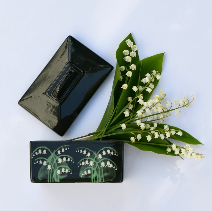 Lily of the Valley Butter Dish - Hand Painted