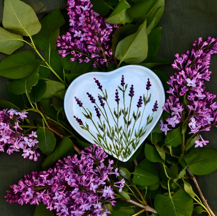 Lavender Heart Dish - Hand Painted - 'Perfectly Imperfect'