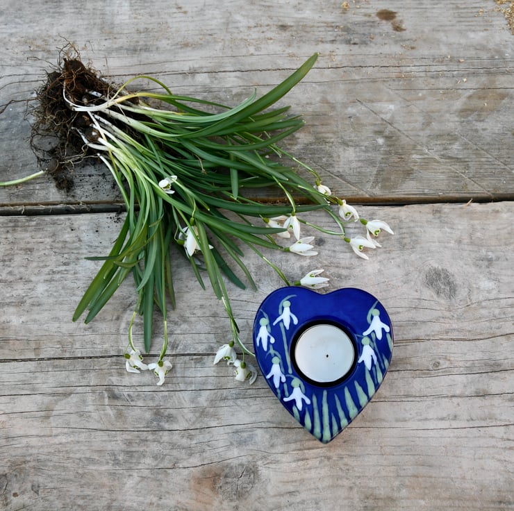Snowdrop Tea Light Holder - Hand Painted