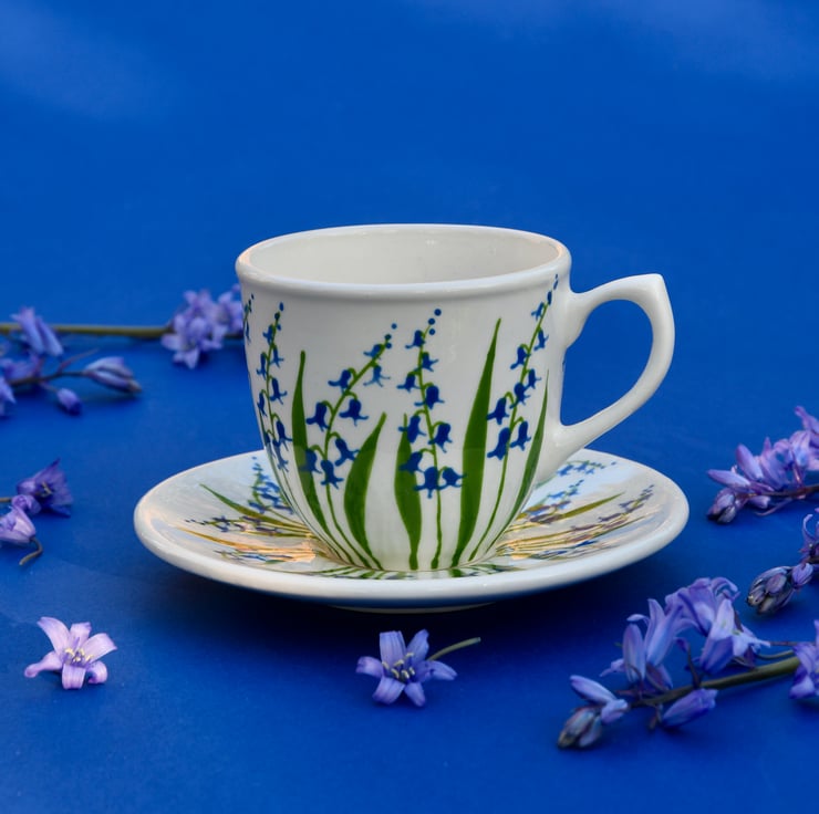 Bluebell Cup and Saucer - Hand Painted