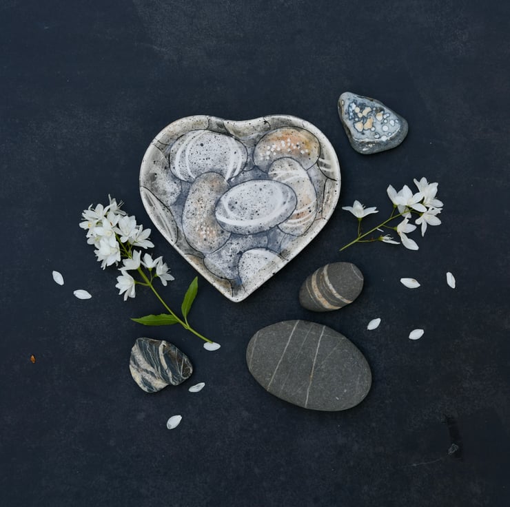 Stones Heart Dish - Hand Painted -Perfectly Imperfect