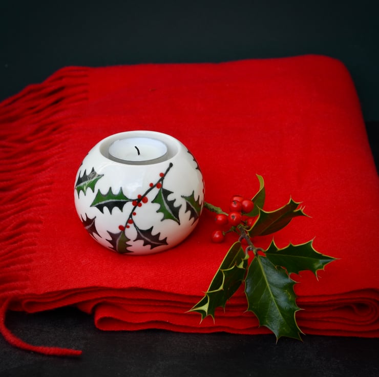 Christmas Holly Tealight Holder
