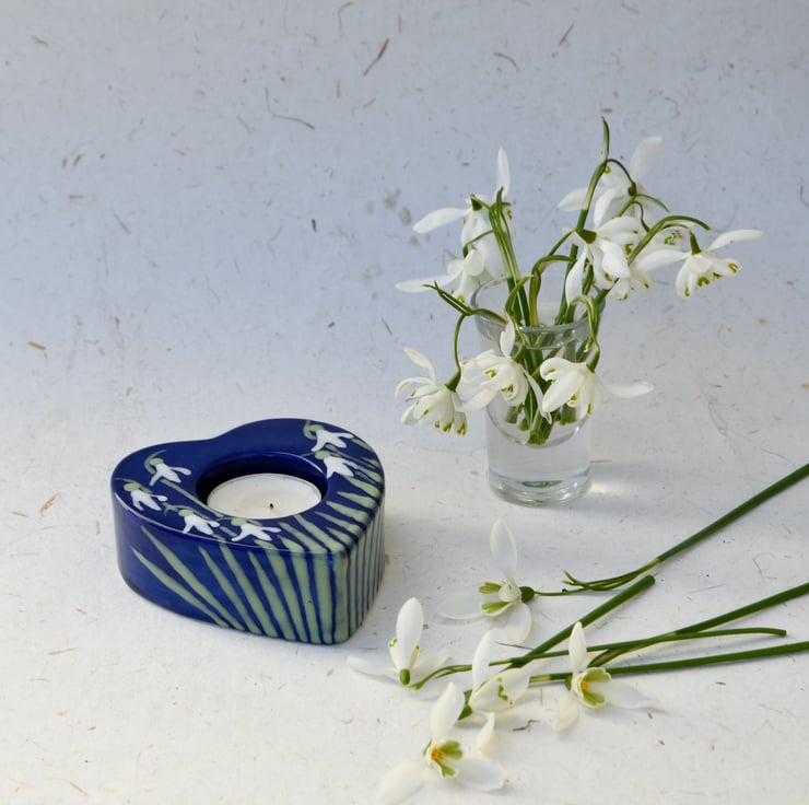 Snowdrop Tea Light Holder - Hand Painted