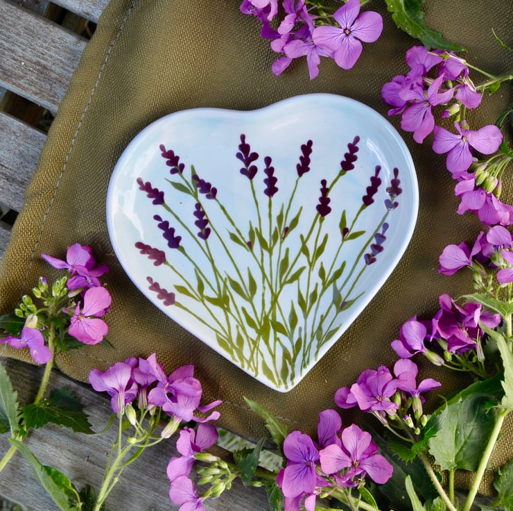 Lavender Heart Dish - Hand Painted - 'Perfectly Imperfect'