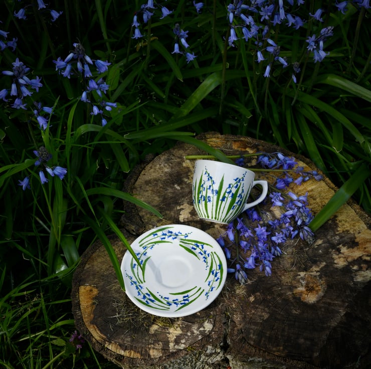 Bluebell Cup and Saucer - Hand Painted